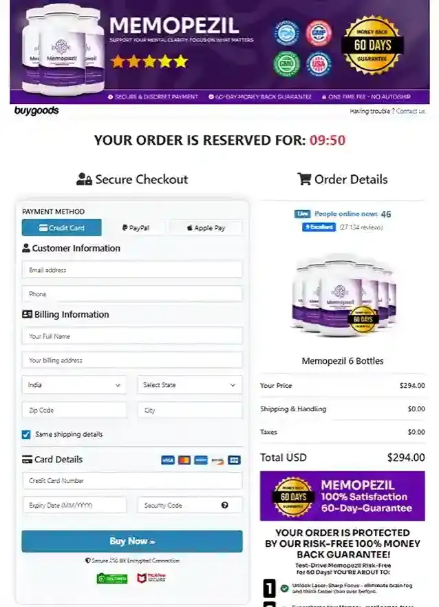 Memopezil order page